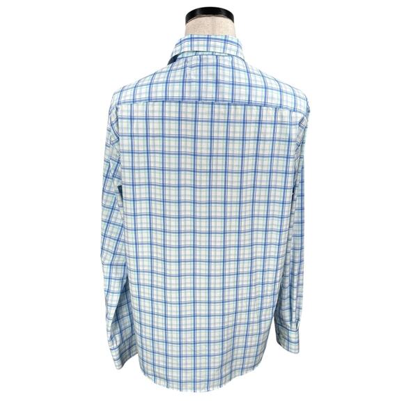 Peter Millar Crown Crafted Shirt Men's Large Blue Plaid Long Sleeve Button-Up - Picture 5 of 10